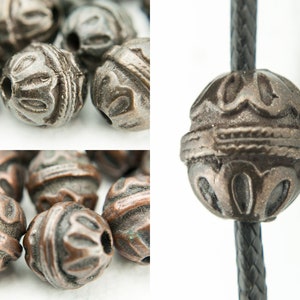 12mm Tribal Greek Metal Perlen, 2 Stück Kupfer und Messing Mykonos Perlen, Raku Perlen, rustikale Perlen für die Schmuckherstellung