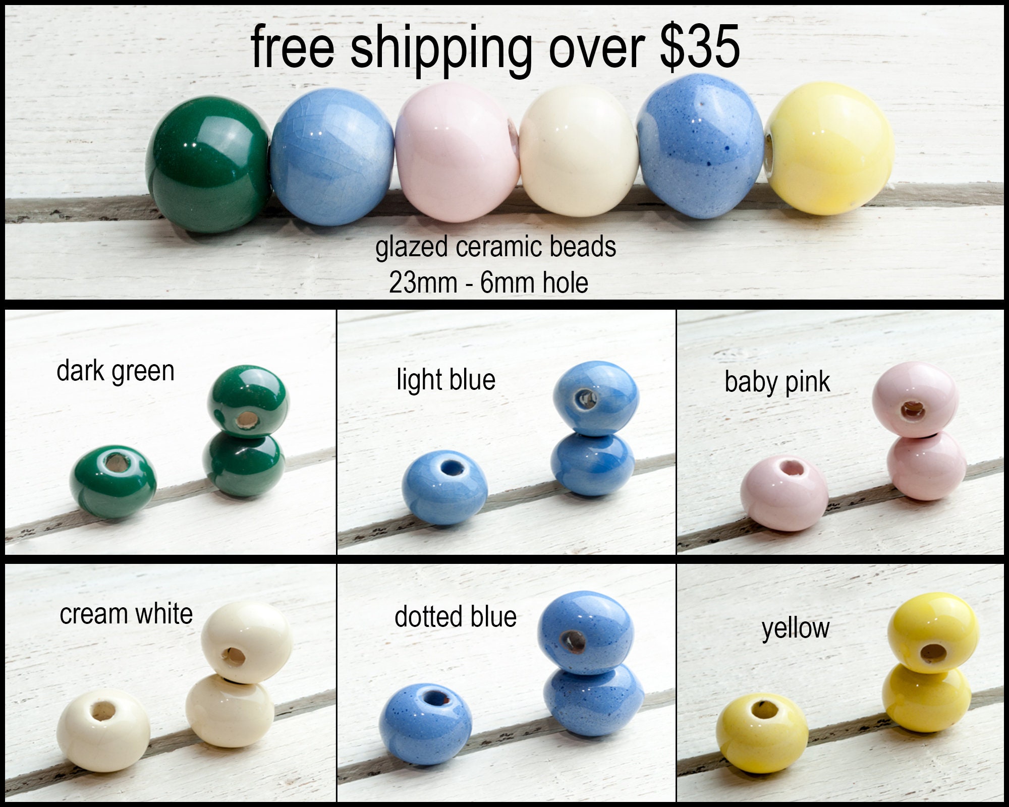 Große glasierte Keramikperlen 23 mm für die | Etsy