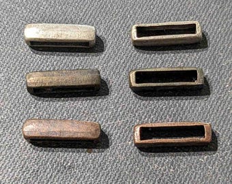 4x rectangular connectors, flat connector beads for bracelets, necklaces or other art project; metal connectors in brass, silver or copper