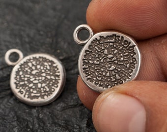 6pcs Greek Phaistos Disc Charms, mykonos silver Disc Charm pendant, Antique silver Phaistos Disc, Greek metal casting boho jewelry charms