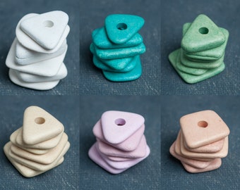 Mykonos Greek Ceramic Beads, Large Chip Washers 13-15mm, 6 Colors