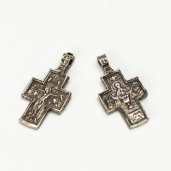Ciondolo croce greca a doppio lato, ciondolo in perlina croce ottone mykonos, ciondoli croce rustica 4 pezzi, ciondoli cristiani
