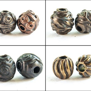 Rustic brass beads, tribal brass beads, Greek brass beads, 10mm - 12mm round bead