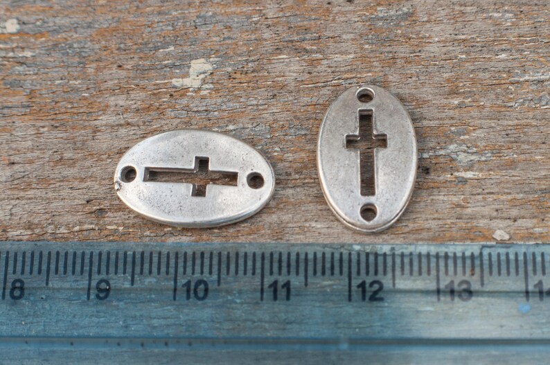 Greek Silver Cross Bar Connector Charms 10pcs Bezel Links Etsy