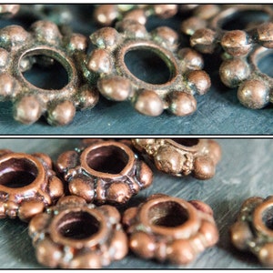 Contas espaçadoras de cobre, pequenos espaçadores na cor cobre suave, fabricados na Grécia, 10 peças em um pacote