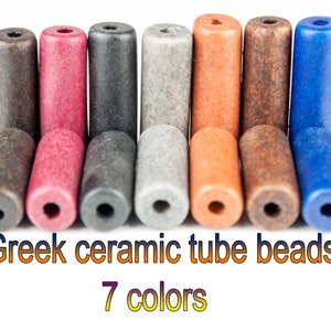 Perle in ceramica cilindriche lunghe 22 mm, distanziatori lunghi opachi a spruzzo multicolore per collane e altri gioielli, 10 pezzi