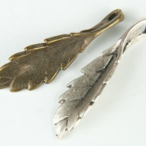 Oak leaf charm for jewelry making, small pendant representing oak leaf made of metal, silver or bronze plated, made in Greece