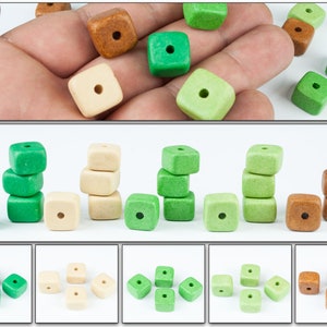 Square ceramic beads, the cubic beads can be used as spacers bringing accents to your bijou, 5 fresh colors, 4 pcs in a pack