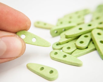 Grass Green Multi Strand Spike connector beads 25mm, Two Holes Spike Spacer ceramic connector