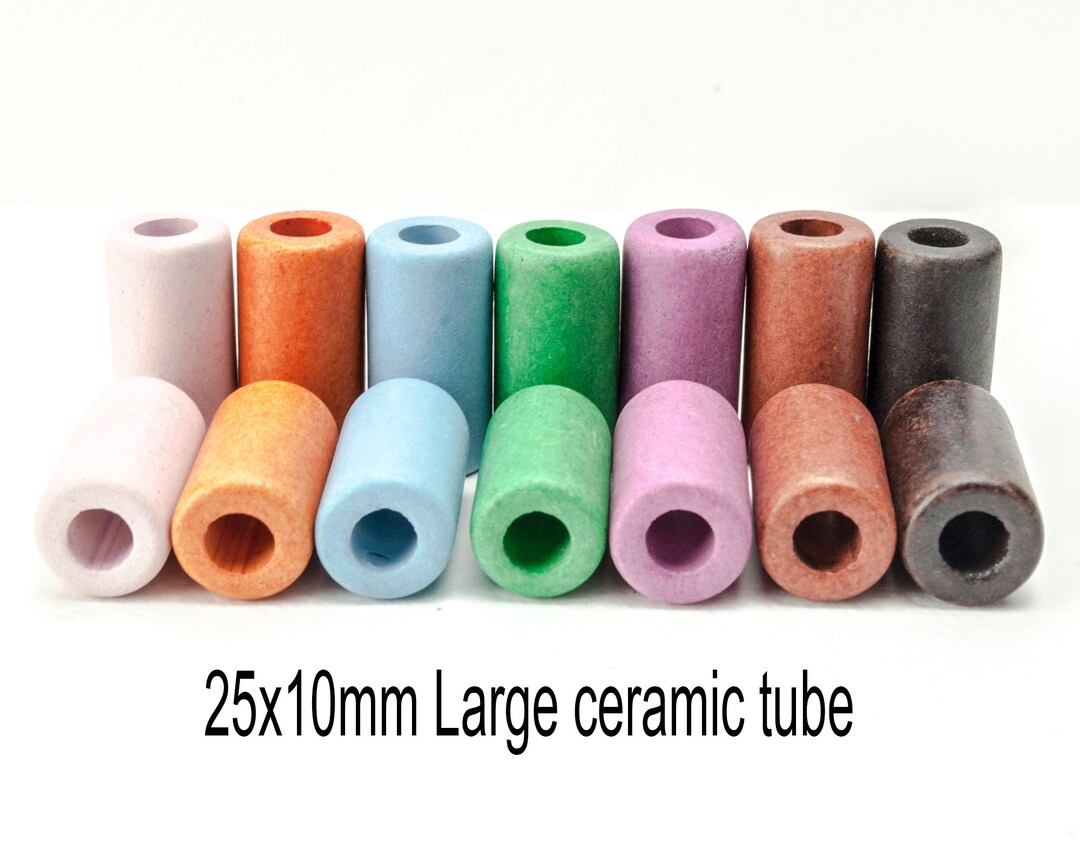 Large Ceramic Tube Beads 25x10mm , Large Ceramic Beads for Jewelry