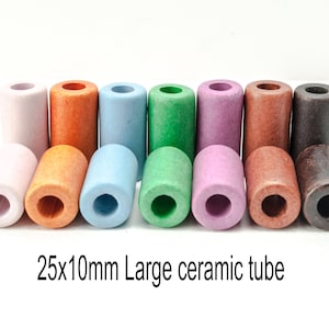 Large ceramic tube beads 25x10mm , Large ceramic beads for jewelry making,Large hole ceramic bead PRC0118x2