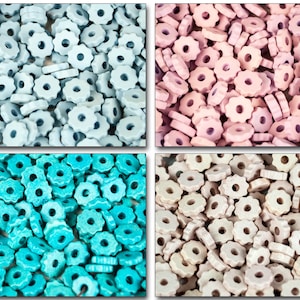 Perline distanziali in ceramica tonde piatte da 50 pezzi larghe 8 mm, quattro colori, perline distanziali a forma di ingranaggio in argilla