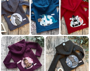 Cardigan with appliqué - various sizes and designs