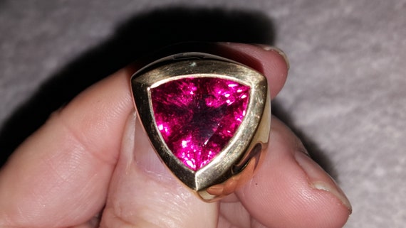 Over 15cts. HUGE Strawberry Red Tourmaline Statem… - image 1