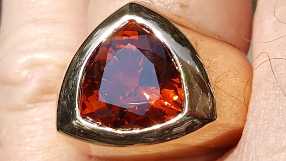 Mandarin Garnet Statement ring / Signature ring  … - image 1
