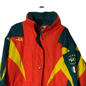 Yellow and red fila jacket cheap