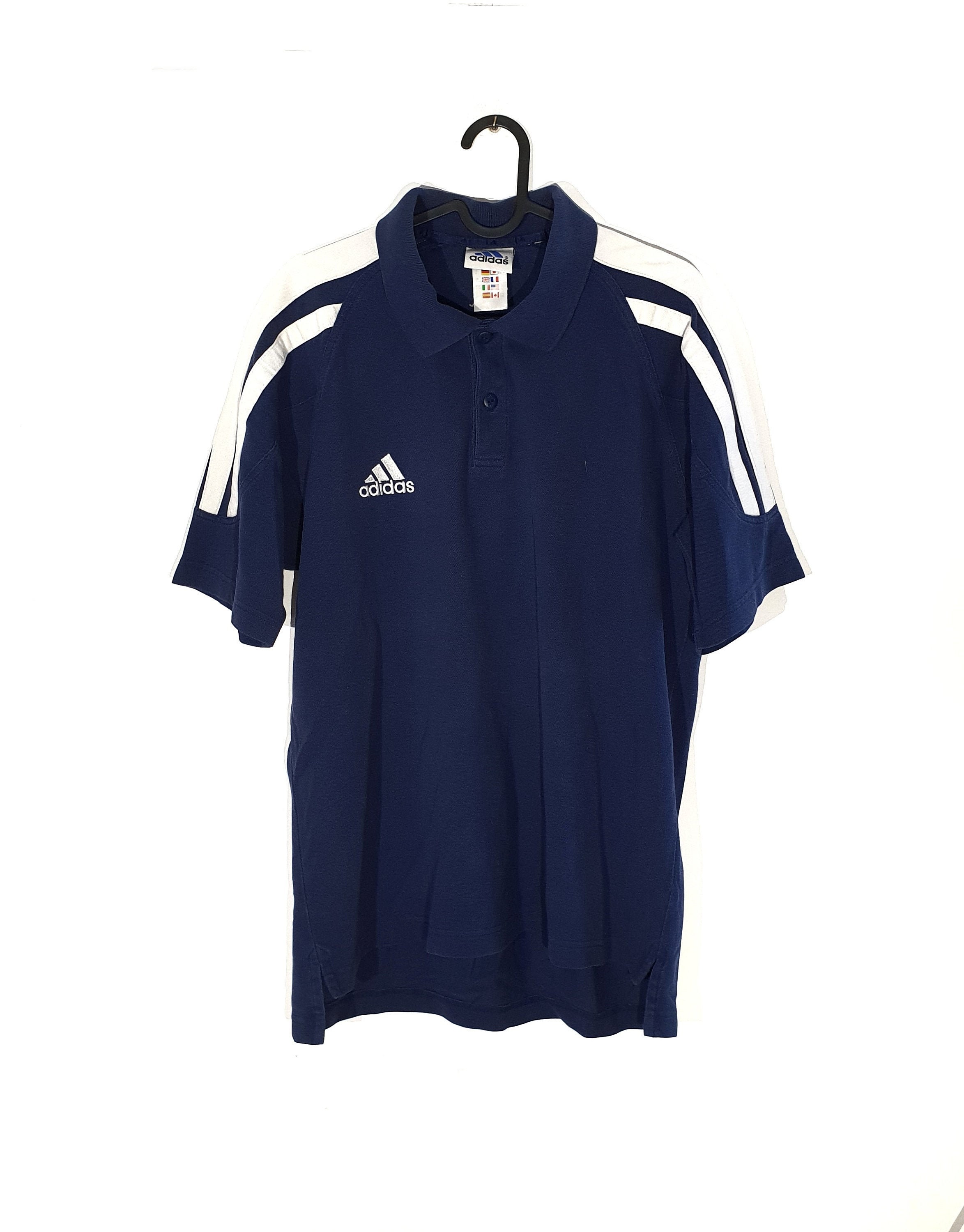 Vintage Adidas Polo Shirt / Polo Tshirt Adidas Blue White / Etsy