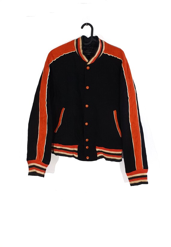 90s Vintage College Varsity Jacket Black / Size La