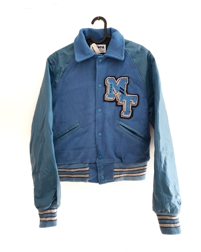 90s Vintage College Jacket Varsity Blue / Size Small Unisex | Etsy