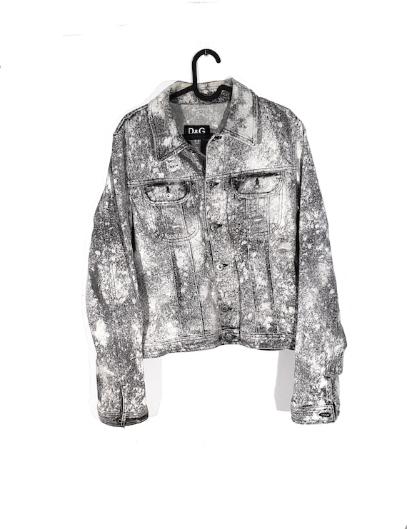 00s Dolce & Gabbana Denim Jacket Used-Look Grey /