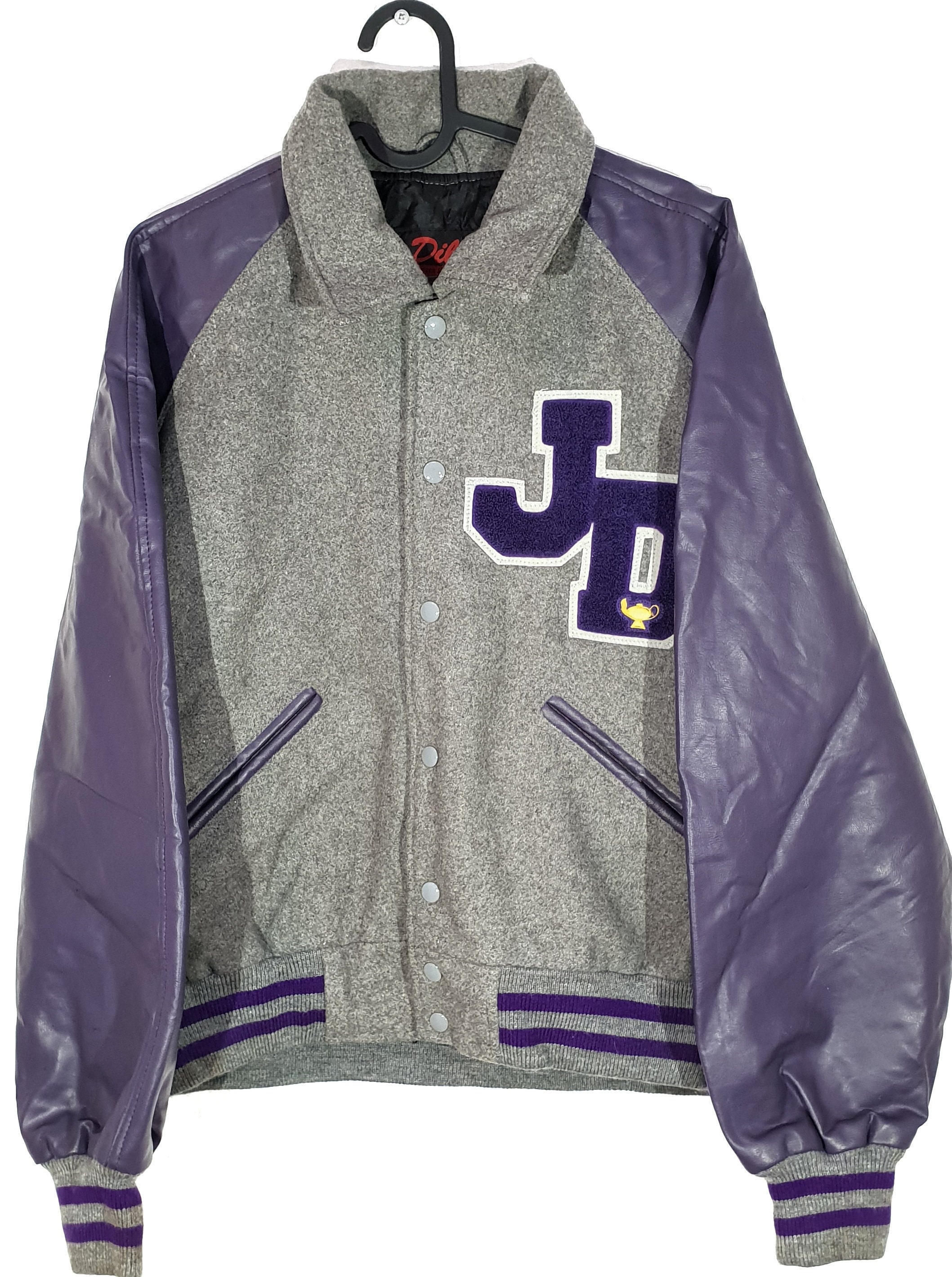 90s Vintage College Jacket Varsity Grey Purple/ Size Small | Etsy
