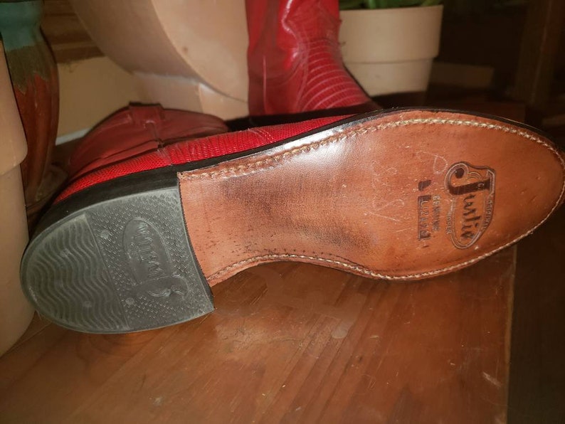 VINTAGE NOS Justin Roper cowgirl boots Never Worn 1980s Red boots Perfect cowboy boots ready for fashion and ranchin Genuine Lizard
