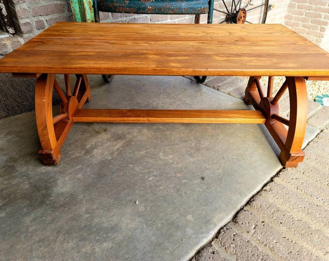 Vintage Wagon Wheel Coffee Table. Ranch Oak. Brandt. Ranch Etsy