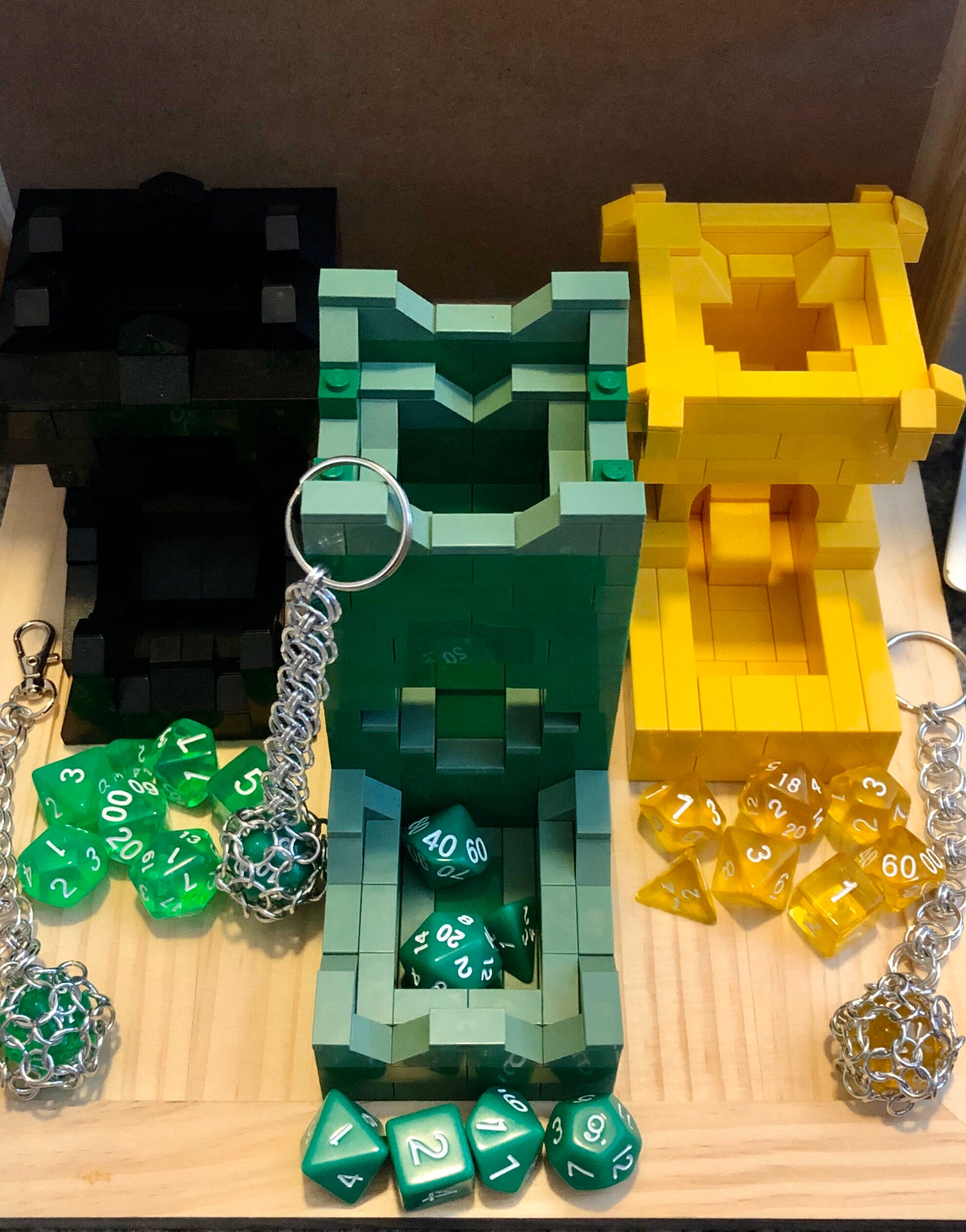 Lego dice tower / D&D Set / dice rolling set / d20 keychain / Etsy