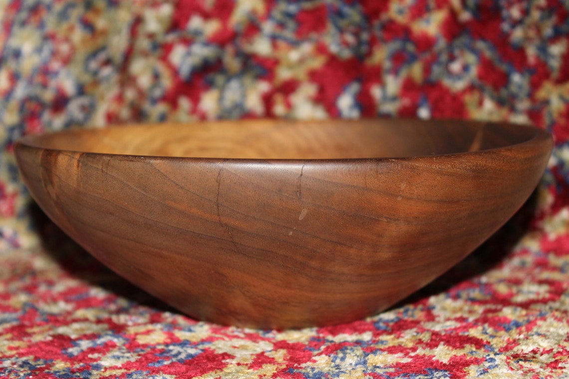 Signed Black Walnut Wooden Lathed Bowl Etsy