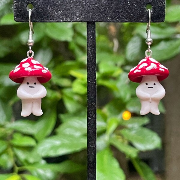 Mushroom earrings  Mushroom sculpture  Polymer clay earrings  handmade earrings