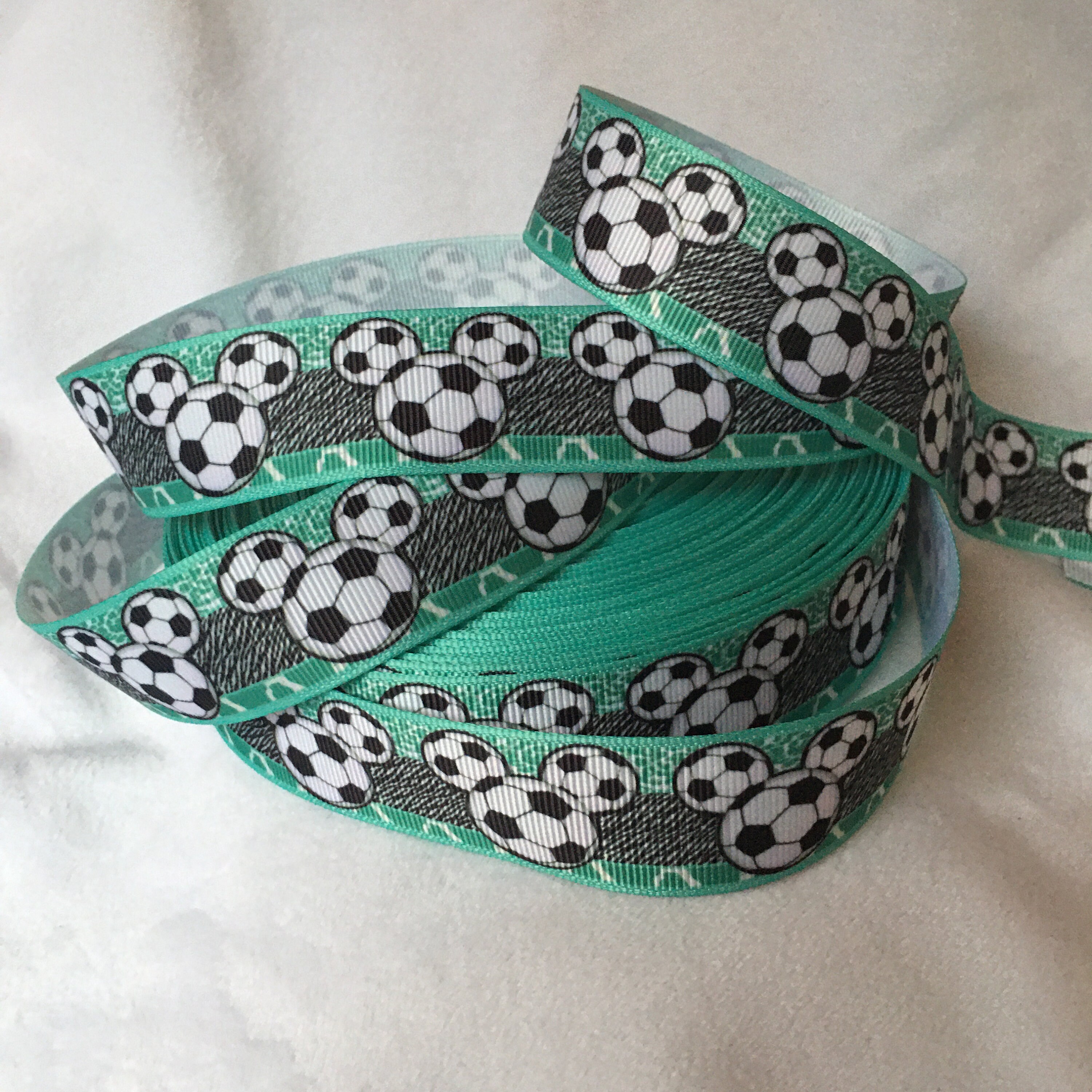 Soccer Ball Ribbon Teal Soccer Balls 1 grosgrain Etsy
