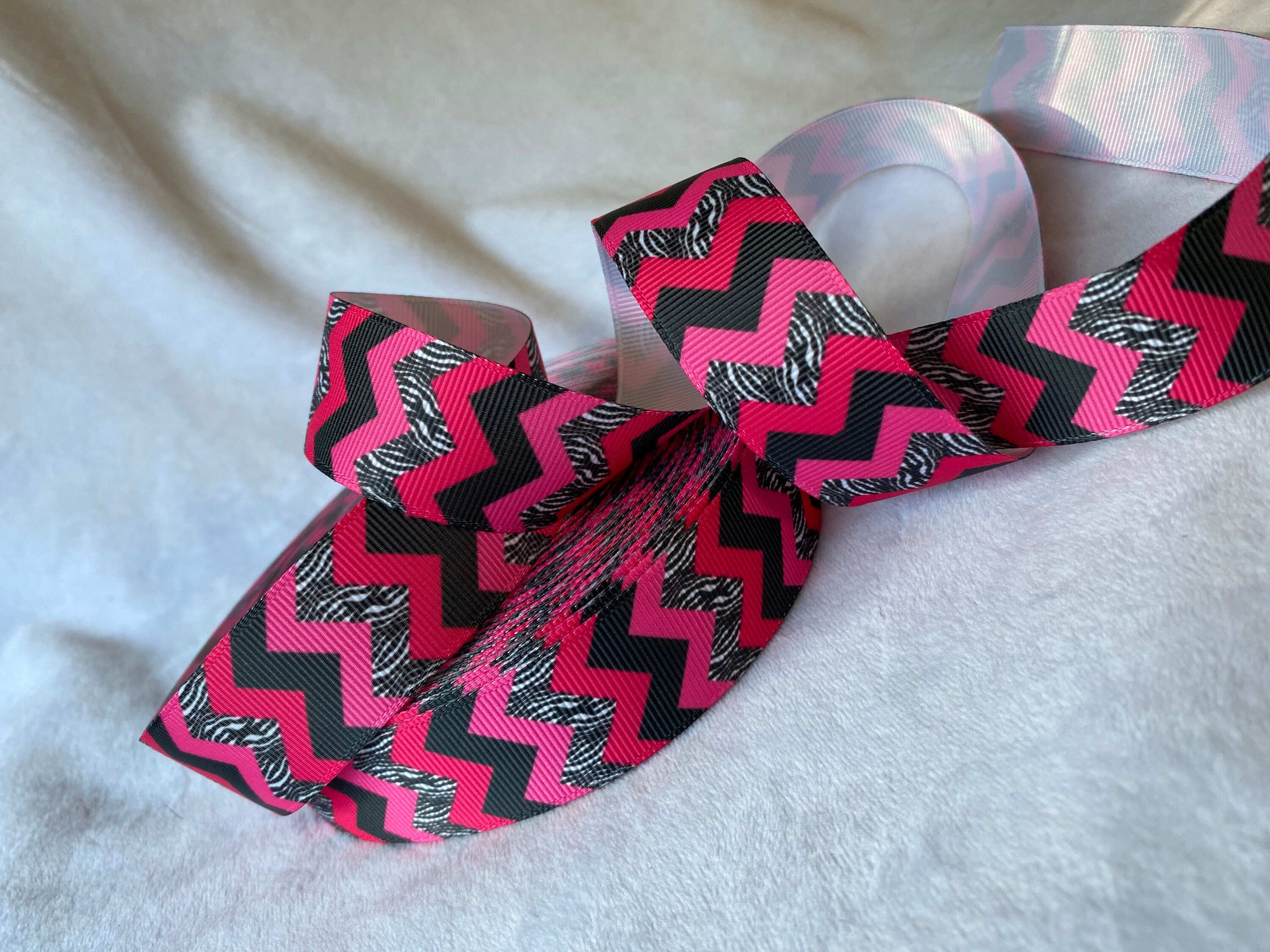 Pink and Zebra Chevron Pattern Ribbon Hot Pink Chevron | Etsy