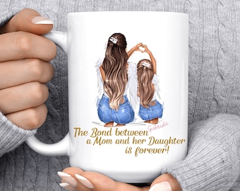 Mom and Daughter, Customized mug, Coffee Mugs, Custom Mug, Picture Mug, Personalized Mug, Microwave Safe, Watercolor Mugs, Christmas Gifts.