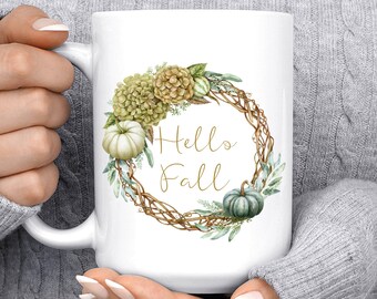 Hello Fall, Coffee Mug, Custom Mug, Coffee Cup, Dishwasher safe, personalized mug, microwave safe, mugs, watercolor mug, unique mug, gift.