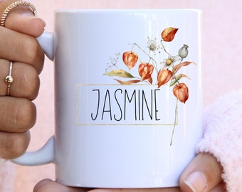 Delicate Fall Custom Name Mug | Fall Mugs | Autumn Mug | Two Color Mug | Customized Name Mug | Personalized Mug | Microwave Safe | Latte Mug