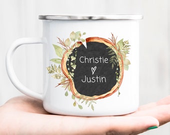 Wood Slice Couple Campfire MuglPersonalized Camping Mug|Engagement gift|Coffee Mug| Anniversary|Wedding gift|Gift for couples|Camper|Favors.