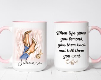 Coffee Lover Mug, Custom Gift Mugs, Name Mug, Personalized Mug, Microwave Safe Mug, Watercolor Mug, Initial Mug, Shoe lover mug, Custom Mug.