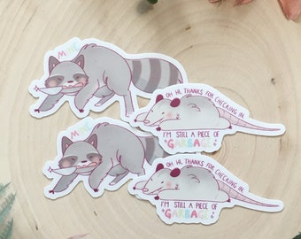 Trash Babies Stickers | Vinyl Sticker, Kawaii Sticker, Waterproof Sticker, Raccoon Sticker, Possum Sticker, Funny Sticker, Cute Stationery
