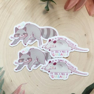Etiquetas dos bebês do lixo | Adesivo de vinil, adesivo kawaii, adesivo à prova d'água, adesivo de guaxinim, adesivo de gambá, adesivo engraçado, artigos de papelaria fofos
