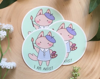 I Am Artist Sticker | Cute Sticker, Vinyl Sticker, Waterproof Sticker, Cute Stationery, Planner Sticker, Kawaii Stickers, Artist Pride