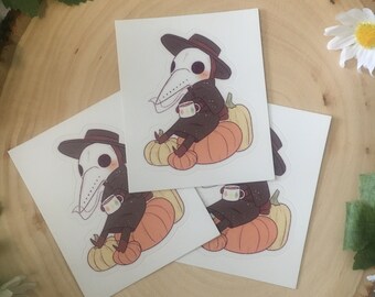 Plague Doctor Sticker | Cute Spooky Sticker, Halloween Sticker, Kawaii Sticker, Vinyl Sticker, Waterproof Sticker, Cozy Autumn Sticker