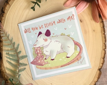 Stinky With Me Valentine Card | Cute Possum, Funny Valentine, Digital Download, Digital Art, 5x7 Blank Card, Printable Card, Humorous Card