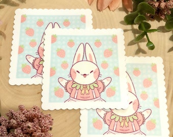 Bunny Stamp Sticker | Vinyl Sticker, Kawaii Sticker, Waterproof Sticker, Rabbit Sticker, Pastel Sticker, Cute Stationery, Spring Sticker