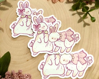 Spring Bunnies Stickers | Vinyl Sticker, Kawaii Sticker, Waterproof Sticker, Rabbit Sticker, Pastel Sticker, Cute Stationery, Spring Sticker