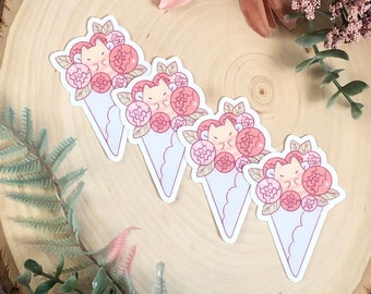Sticker roses catbee | Sticker mignon, autocollant en vinyle transparent, autocollant imperméable, jolie papeterie, autocollant pour agenda, autocollant kawaii, sticker pour ordinateur portable