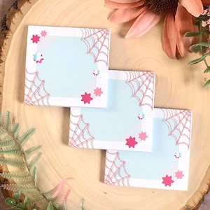 Spider Web Sticky Notes | Pastel Office Supplies, Cute Post It Note, Desk Accessories, Stationery Paper, Stationery Set, Kawaii Stationery