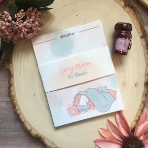 Cozy Memo Notepad | Kawaii Stationery, Pastel Office Supplies, Pink Stationery Set, Desk Accessories, Stationery Paper, To Do List Notepad