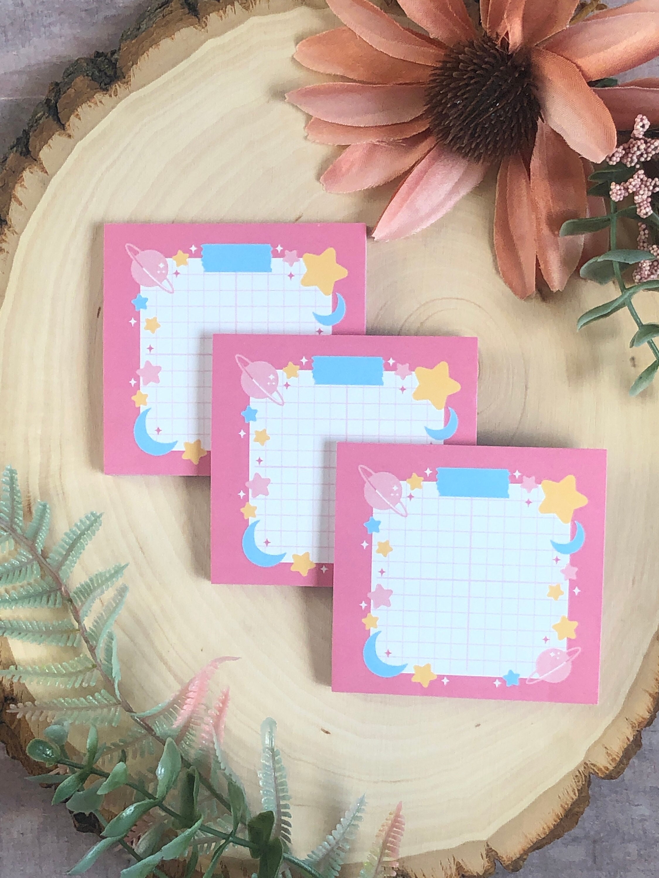 Pink Pop Sticky Notes | Pastel Office Supplies, Cute Post It Note, Desk Accessories, Stationery Paper, Stationery Set, Kawaii Stationery