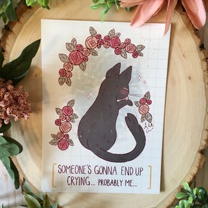 End Up Crying Print | Cat Art Print, Subtle Fan Art, Salem the Cat, Sabrina Wall Art, Cat Artwork, Cute Cat, Funny Art Print, Salem Witch