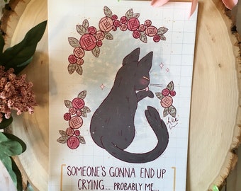 Stampa Fine per piangere / Stampa arte gatto, Fan Art sottile, Salem il gatto, Sabrina Wall Art, Gatto cattivo, Stampa artistica divertente, Strega di Salem